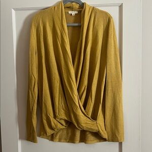 Anthropologie (Pure Good) Mustard Yellow Drape Sweater